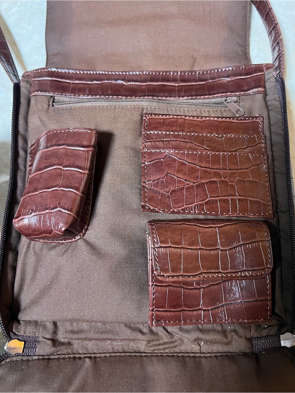 Marlo Croc-Embossed Crossbody Bag in Deep Brown - Picture 9 of 9